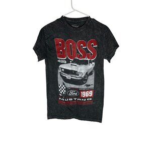 Ford Mustang BOSS 1969 Faded Gray Acid Wash Tshirt Unisex S